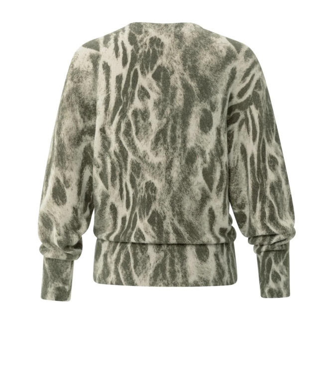 Yaya Sweater with allover print 512161 Khaki beige dessin