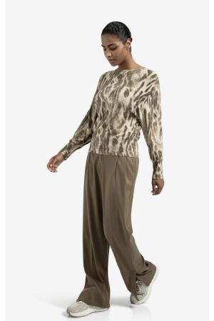 Yaya Sweater with allover print 512161 Khaki beige dessin