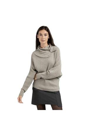 Yaya Batwing sweater with collar ls 990182 Brownish grey melange