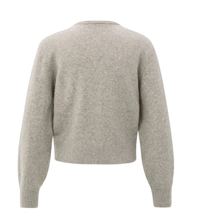 Yaya Cardigan with detachable woven 99018 Brownish grey mel