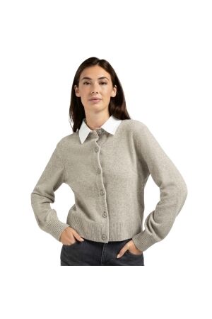 Yaya Cardigan with detachable woven 99018 Brownish grey mel