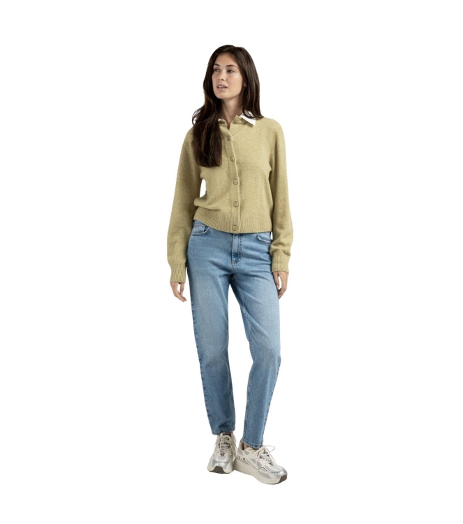 Yaya Cardigan with detachable woven 505222 Pale olive green mel