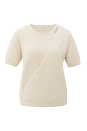 Yaya Fluffy cardigan overlaping ss 99005 Chalk white
