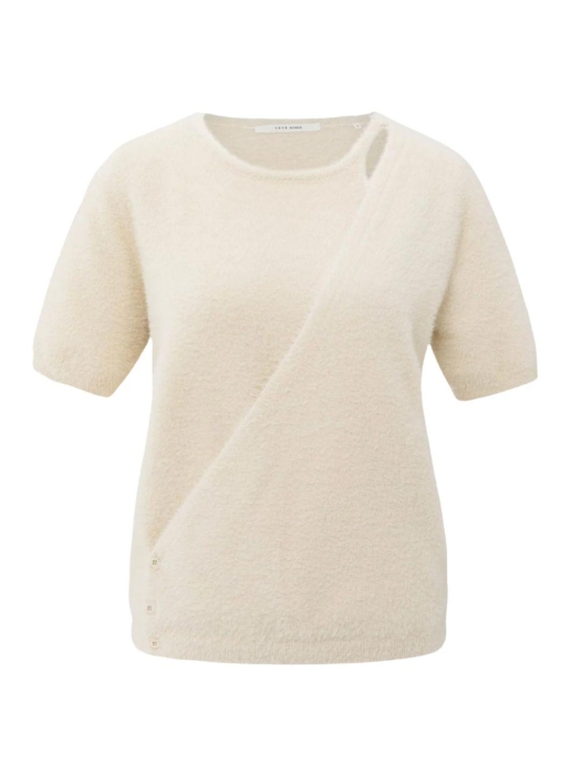 Yaya Fluffy cardigan overlaping ss 99005 Chalk white