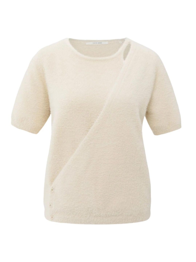 Yaya Fluffy cardigan overlaping ss 99005 Chalk white