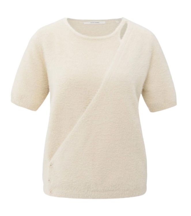 Yaya Fluffy cardigan overlaping ss 99005 Chalk white