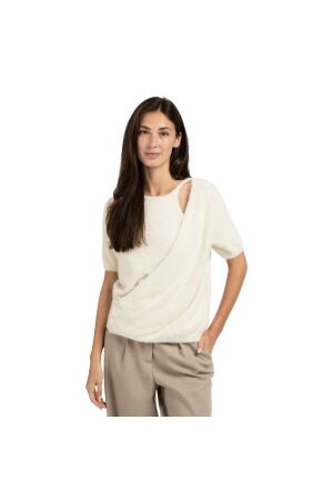 Yaya Fluffy cardigan overlaping ss 99005 Chalk white