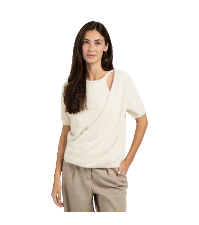Yaya Fluffy cardigan overlaping ss 99005 Chalk white
