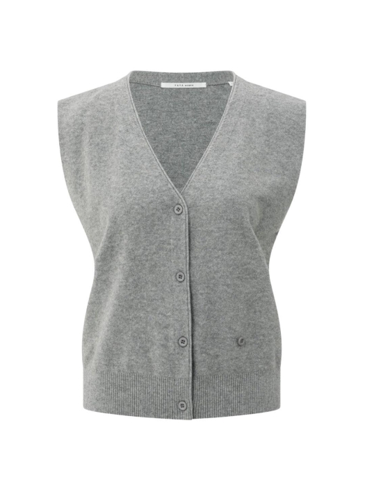 Yaya Knitted gilet a-symmetric butt 99022 Medium grey melange