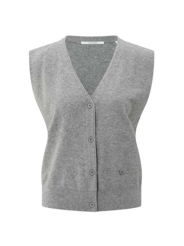 Yaya Knitted gilet a-symmetric butt 99022 Medium grey melange