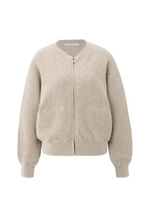 Yaya Textured knitted bomber ls 99007 Sand melange