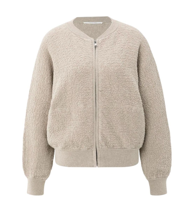 Yaya Textured knitted bomber ls 99007 Sand melange