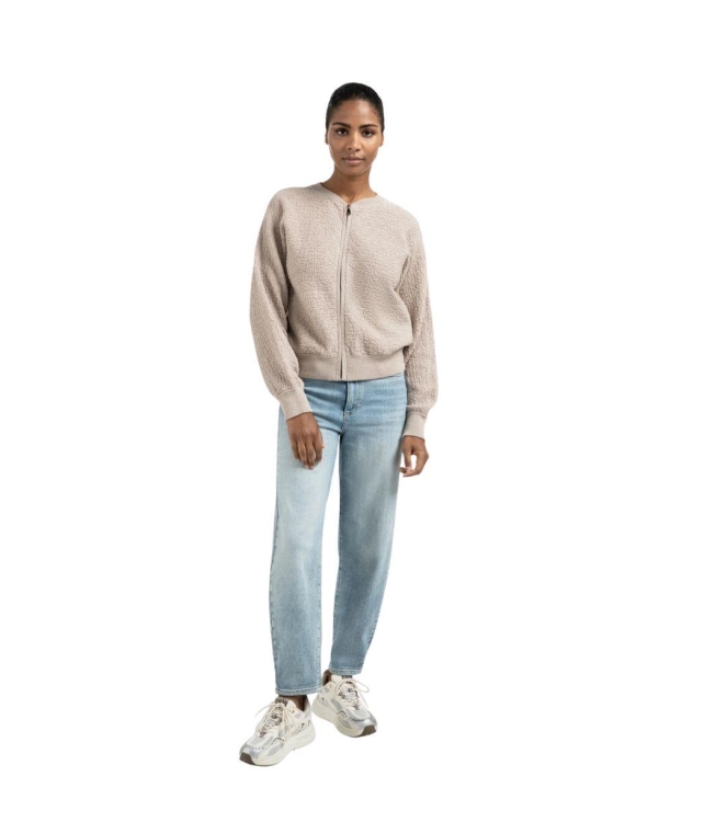 Yaya Textured knitted bomber ls 99007 Sand melange