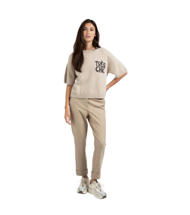 Yaya Pantalon with elastic waist 990061 Sand beige 