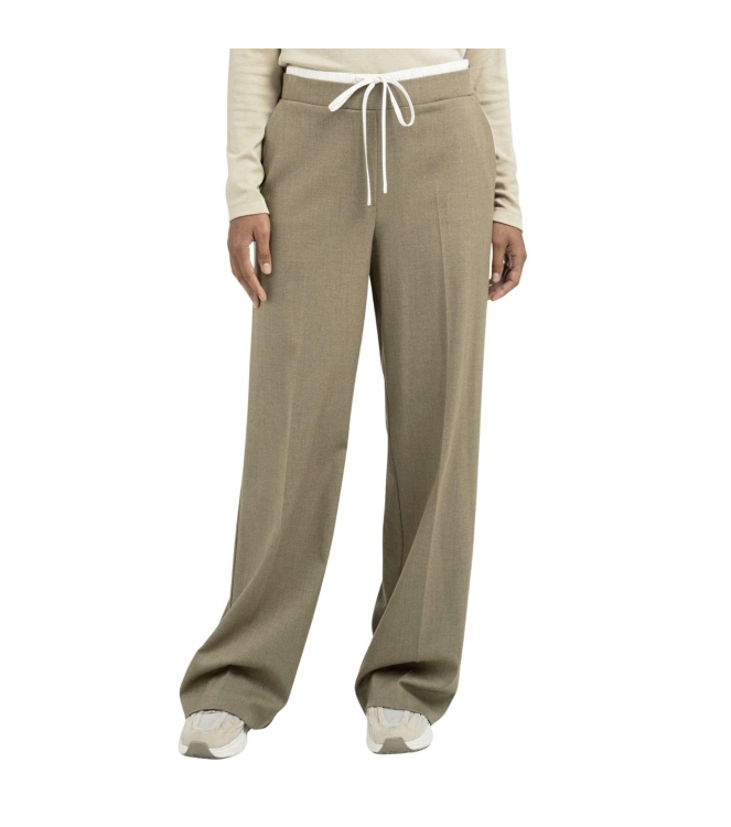 Yaya Woven wide leg trousers with c 990062 Sand beige mel