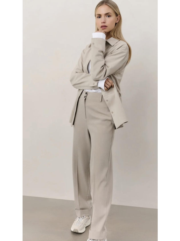 Yaya Woven high waist straight fit 99007 Sand melange