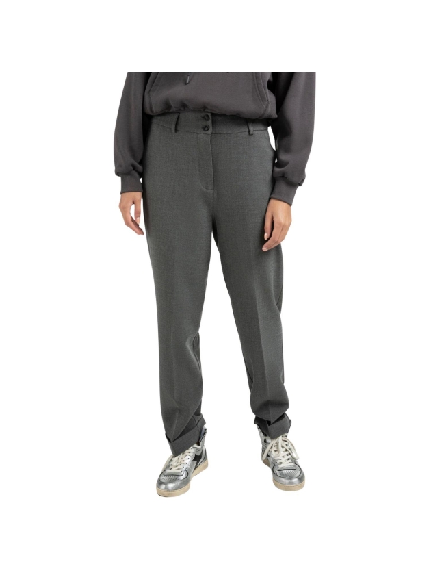 Yaya Woven high waist straight fit 99004 Black oyster melange
