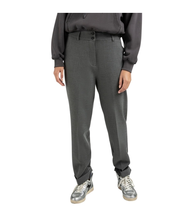 Yaya Woven high waist straight fit 99004 Black oyster melange