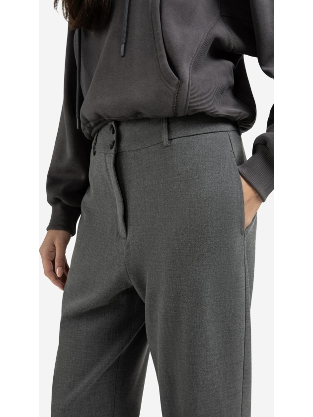 Yaya Woven high waist straight fit 99004 Black oyster melange