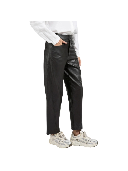 Yaya Faux leather carrot fit trouse 99029 Anthracite brown