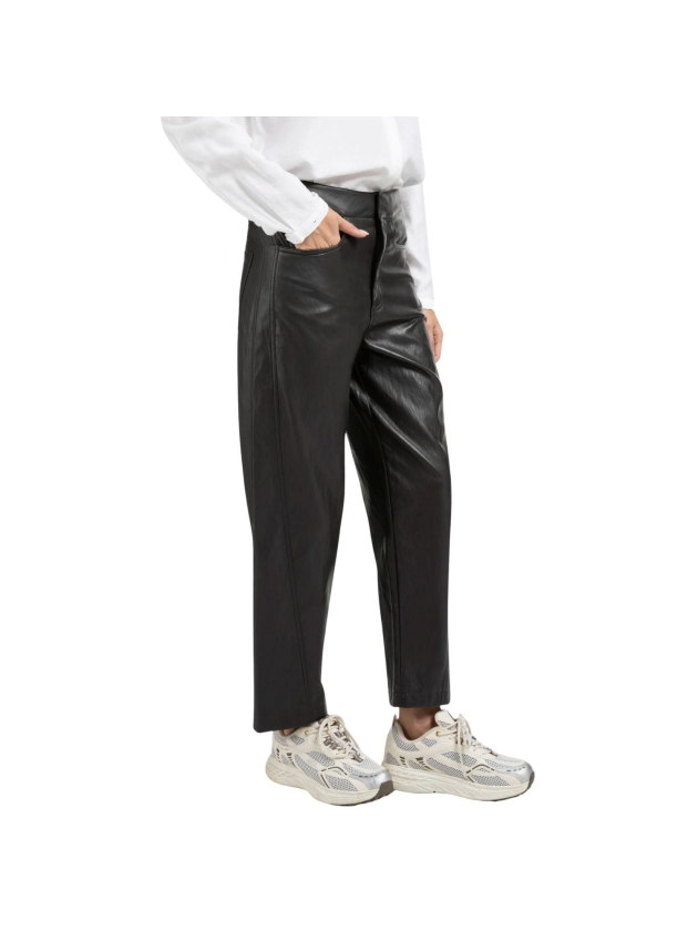 Yaya Faux leather carrot fit trouse 99029 Anthracite brown