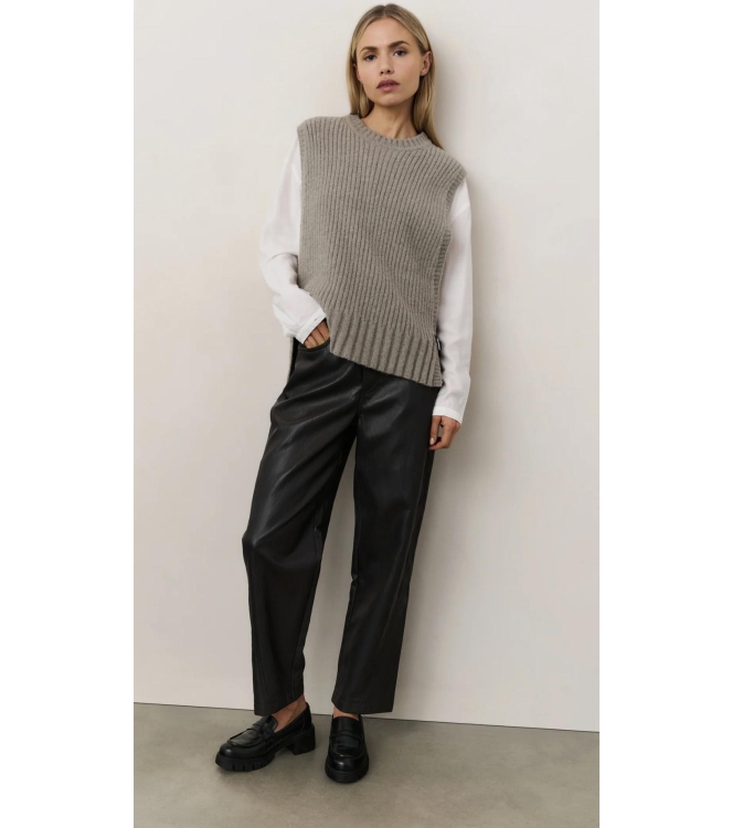 Yaya Faux leather carrot fit trouse 99029 Anthracite brown