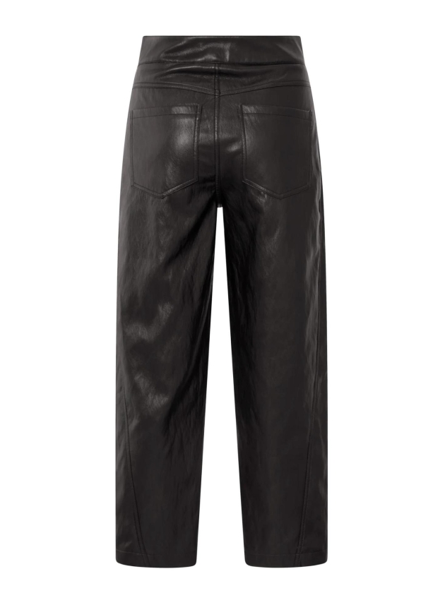 Yaya Faux leather carrot fit trouse 99029 Anthracite brown
