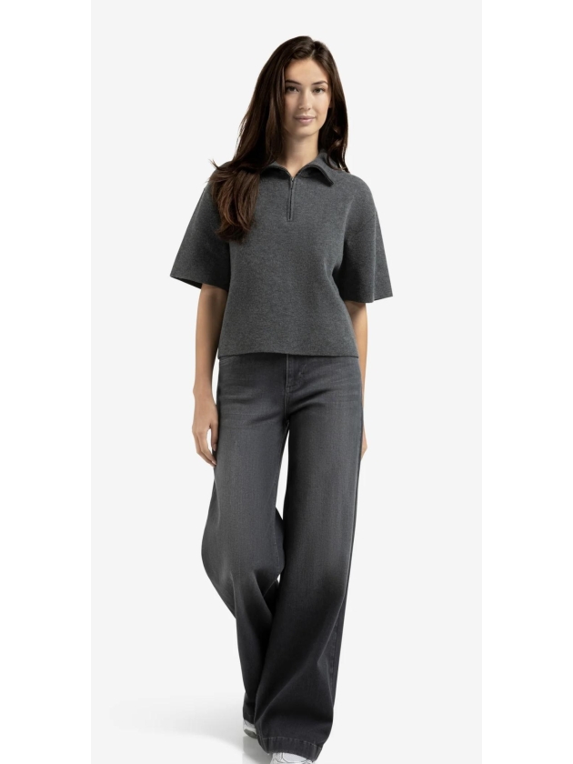Yaya Hw loose wide denim - L34 01113 Grey denim