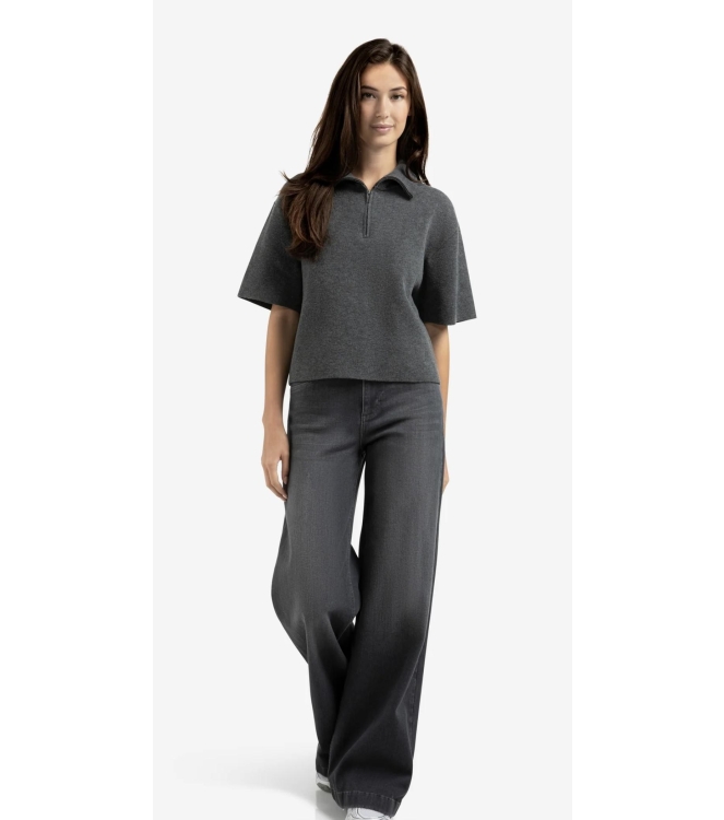 Yaya Hw loose wide denim - L34 01113 Grey denim