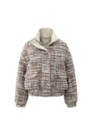 Yaya Boucle jacket with fringes 990161 Blush pink dessin