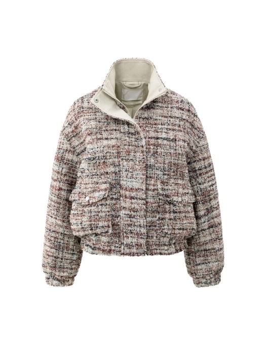 Yaya Boucle jacket with fringes 990161 Blush pink dessin