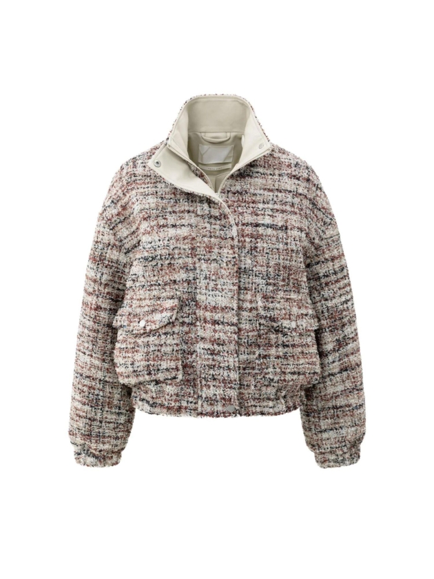 Yaya Boucle jacket with fringes 990161 Blush pink dessin