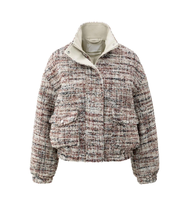 Yaya Boucle jacket with fringes 990161 Blush pink dessin