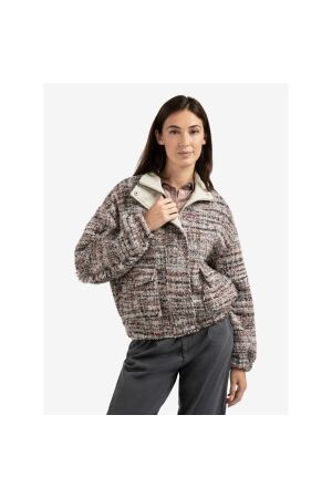 Yaya Boucle jacket with fringes 990161 Blush pink dessin
