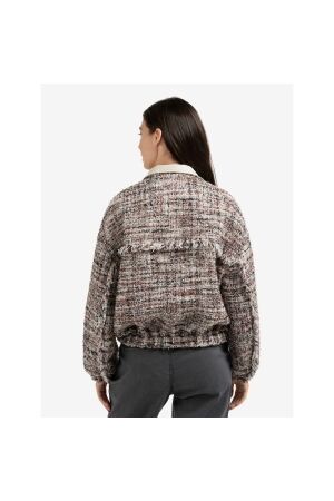Yaya Boucle jacket with fringes 990161 Blush pink dessin