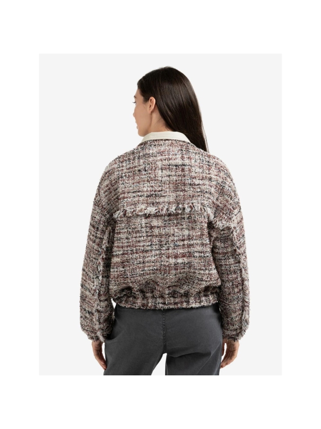 Yaya Boucle jacket with fringes 990161 Blush pink dessin
