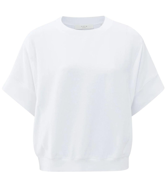 Yaya Short sleeve jersey rib top 00000 Pure white