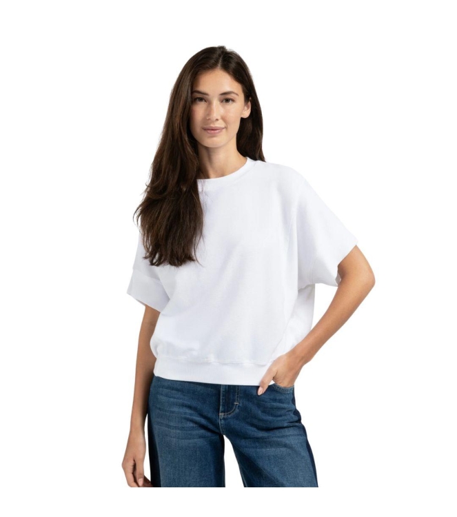 Yaya Short sleeve jersey rib top 00000 Pure white