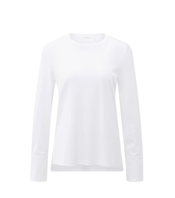 Yaya Long sleeve jersey top with wo 00000 Pure white