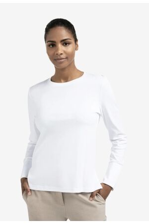 Yaya Long sleeve jersey top with wo 00000 Pure white