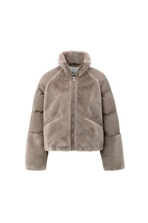 Yaya Faux fur jacket with padded ny 99017 Brown