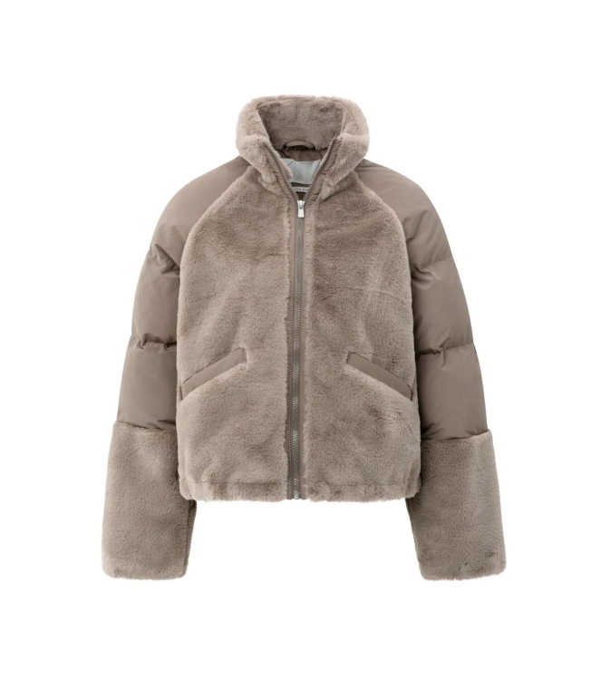Yaya Faux fur jacket with padded ny 99017 Brown