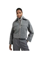 Yaya Short oversized boucle jacket 99004 Black oyster melange