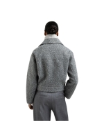 Yaya Short oversized boucle jacket 99004 Black oyster melange