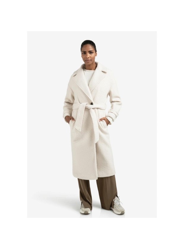 Yaya Woven boucle long length overs 99005 Chalk white