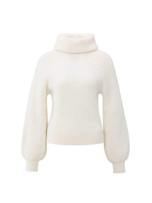 Yaya Sweater with wide collar 99035 Wool white