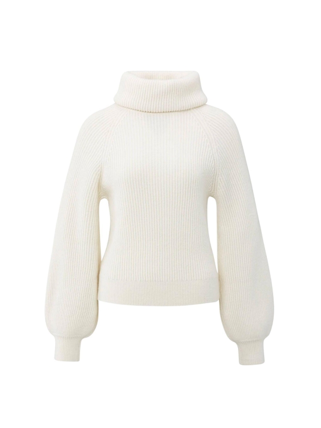Yaya Sweater with wide collar 99035 Wool white