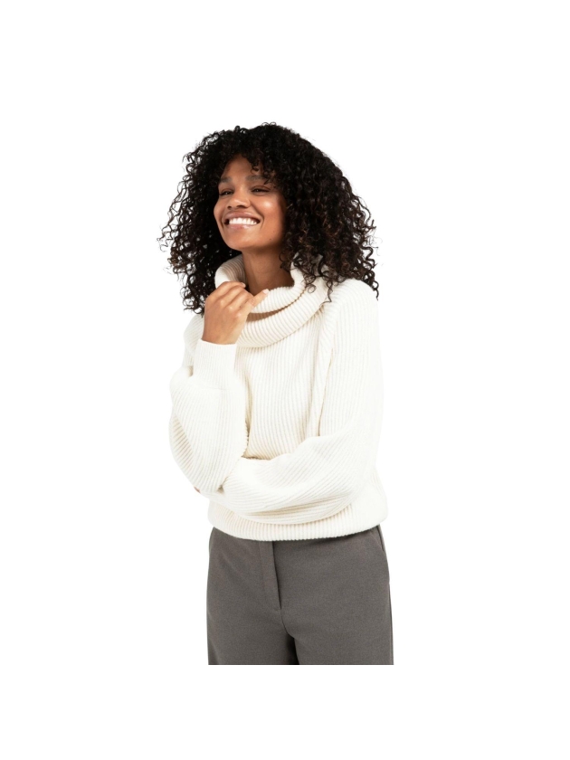 Yaya Sweater with wide collar 99035 Wool white