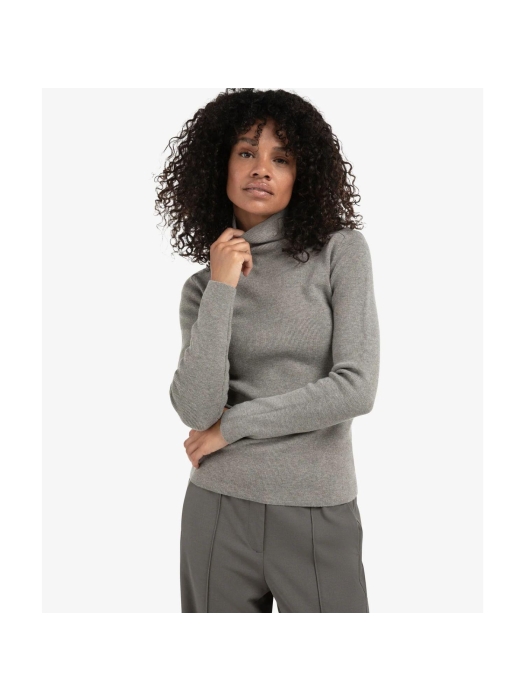 Yaya Ribbed top with turtleneck 99032 Taupe grey