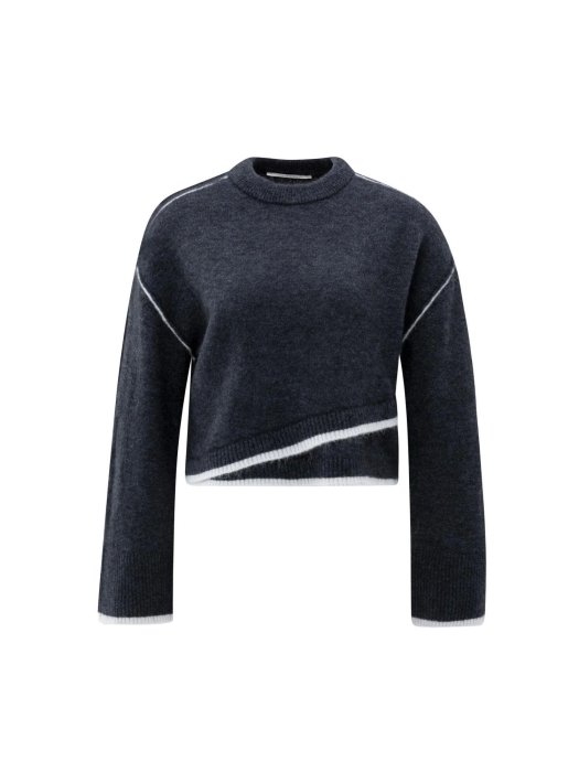 Yaya Sweater with contrast lines 940512 Collegiate blue mel